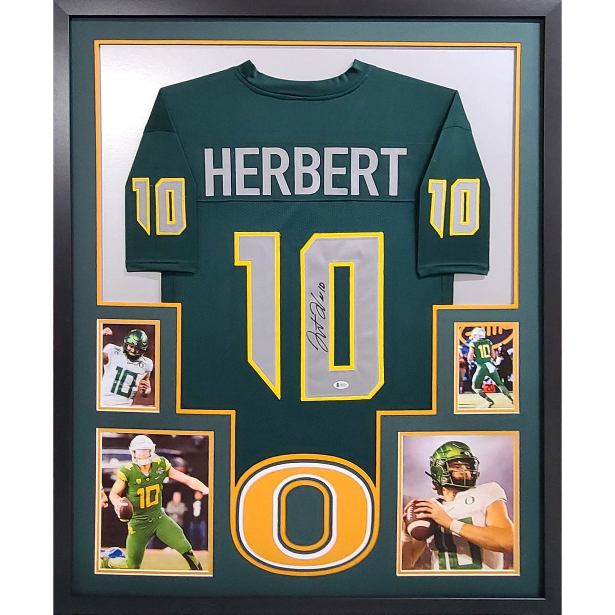 Justin Herbert Framed Jersey Autographed Signed Oregon Ducks Chargers