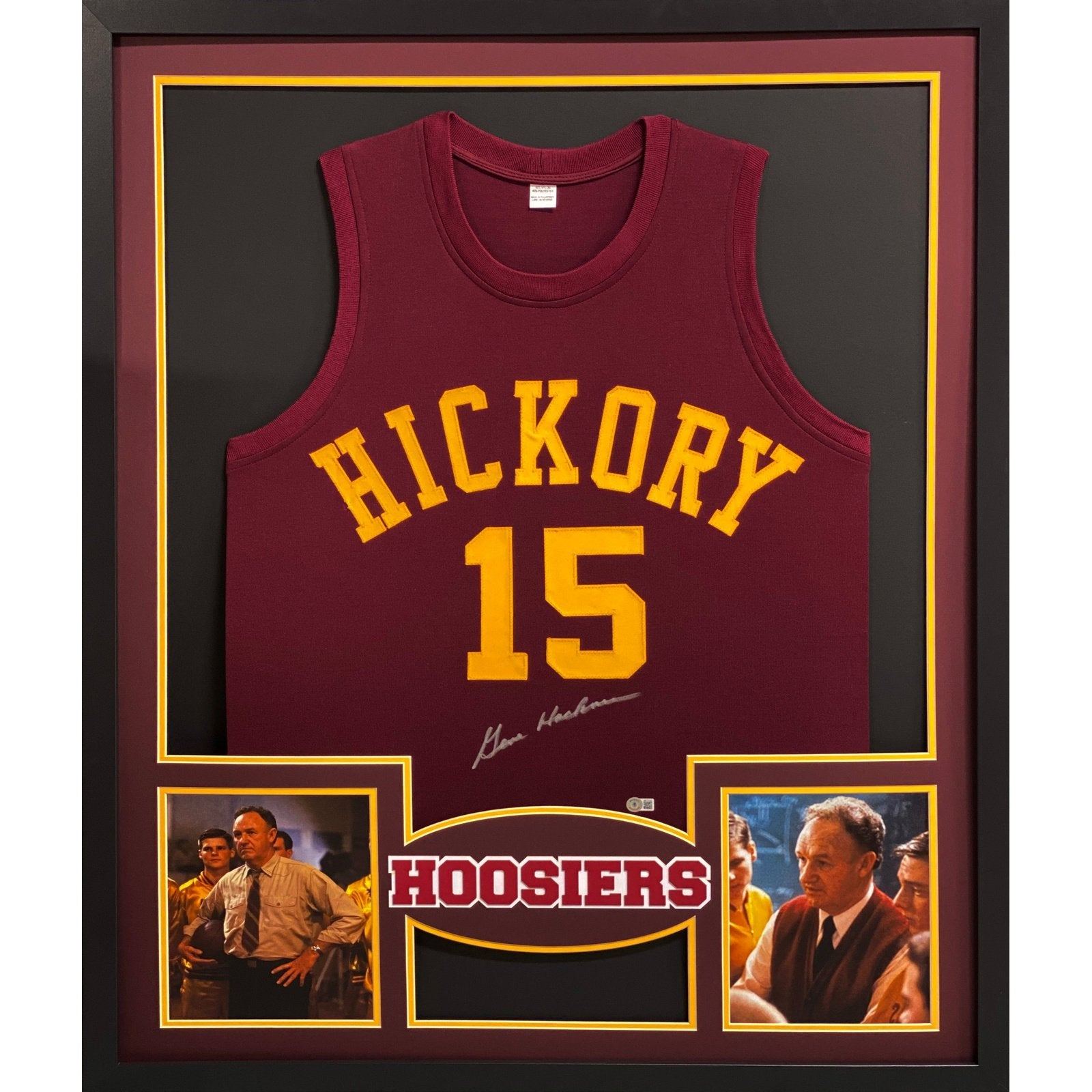 Gene Hackman & Hoosiers Cast Autographed Hickory Basketball Jersey ASI  Proof