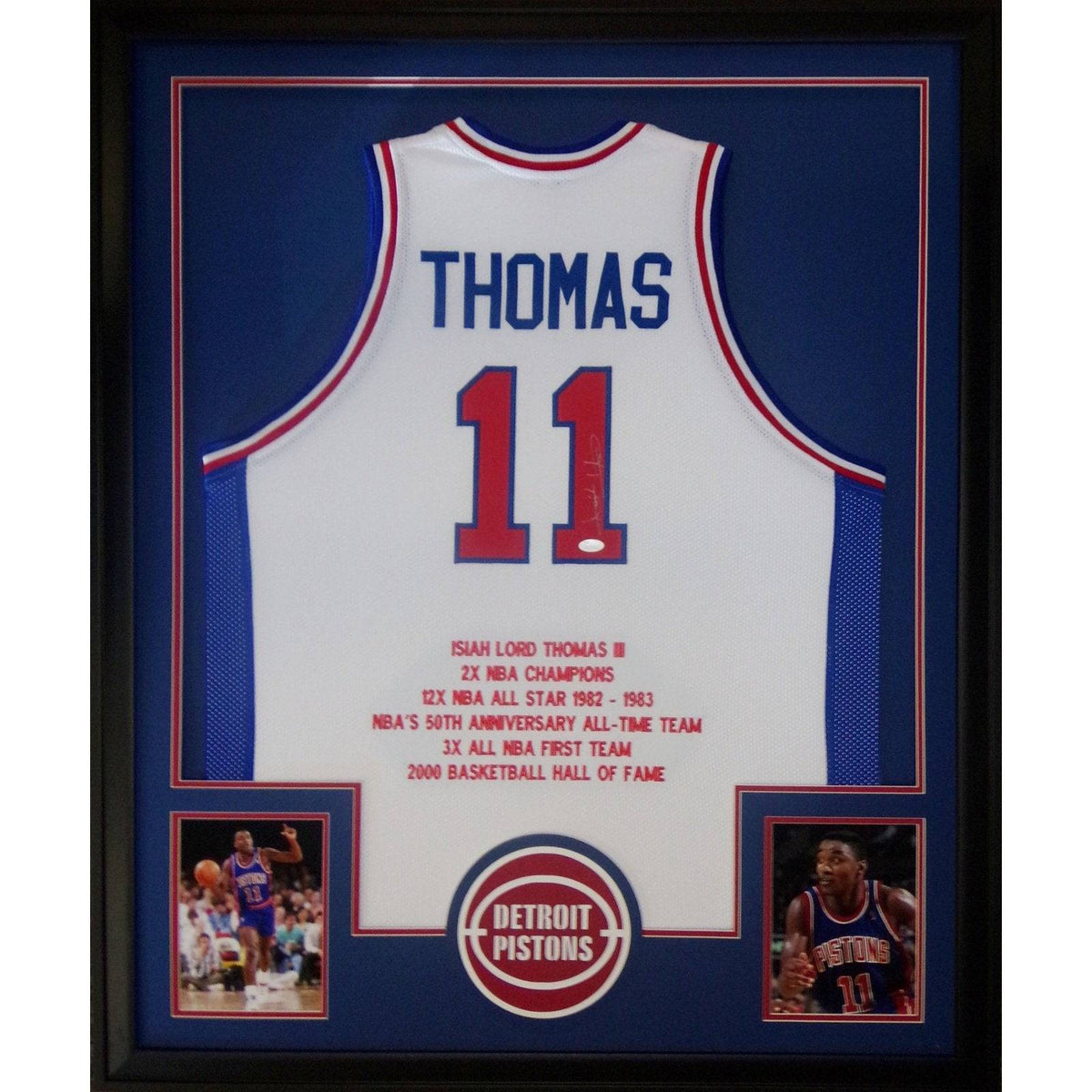 Isiah Thomas Framed Jersey JSA Autographed Signed Detroit Pistons Indiana