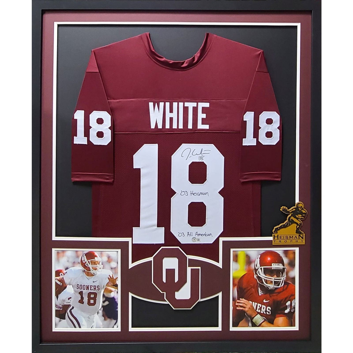 Jason White Framed Signed Jersey Beckett Autographed Oklahoma