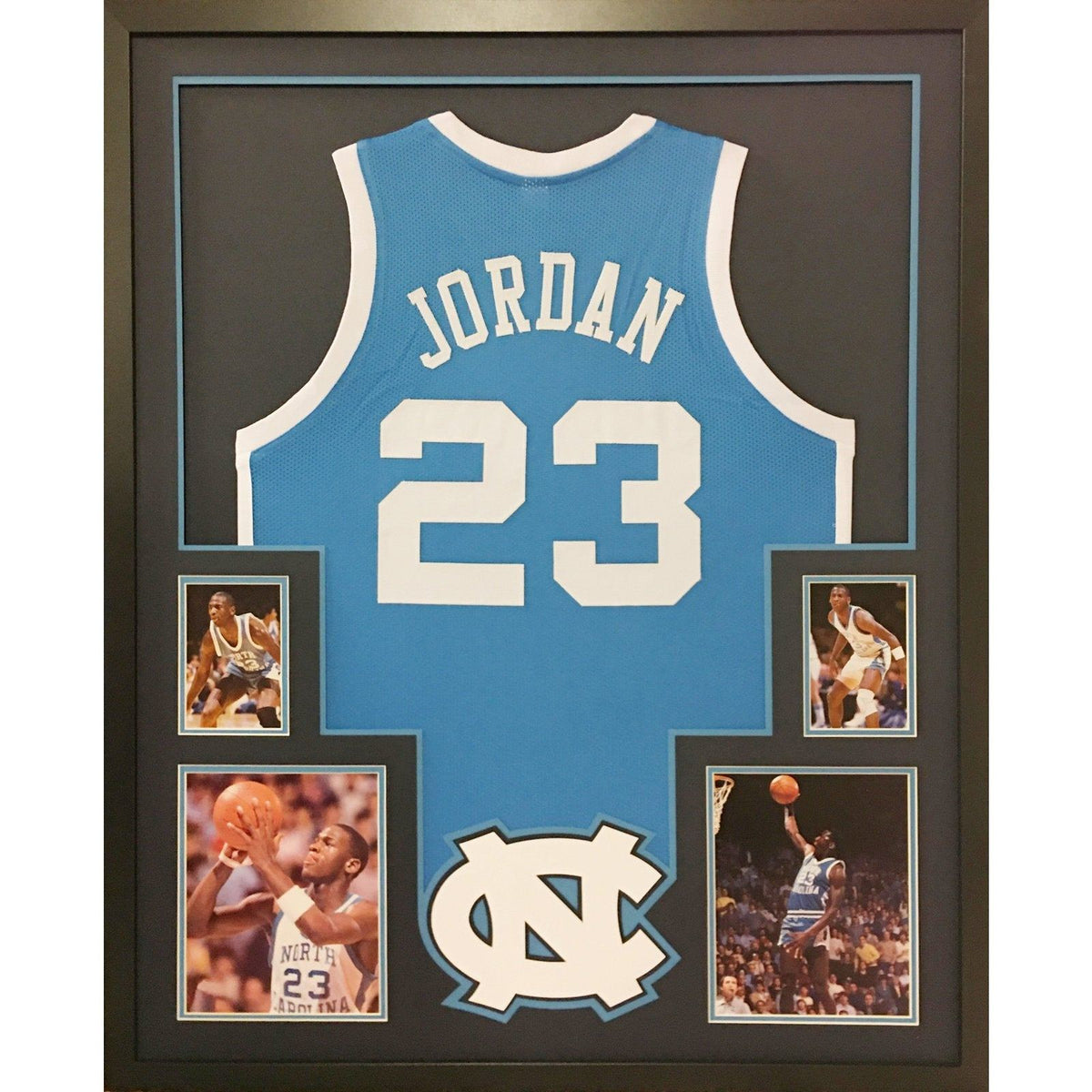 Michael Jordan UNSIGNED Framed Jersey UNC North Carolina Bulls BB4