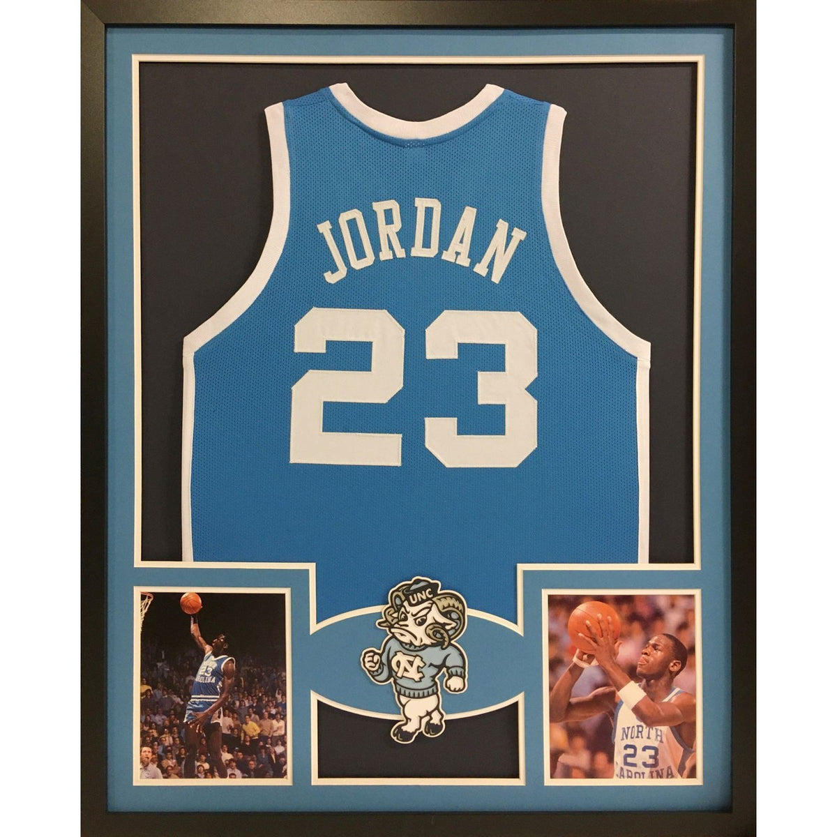 Michael Jordan UNSIGNED Framed Jersey UNC North Carolina Bulls