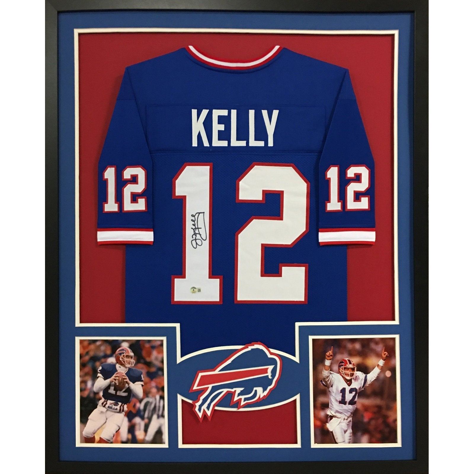 Jim Kelly Framed Signed Blue Jersey Beckett Autographed Buffalo Bills
