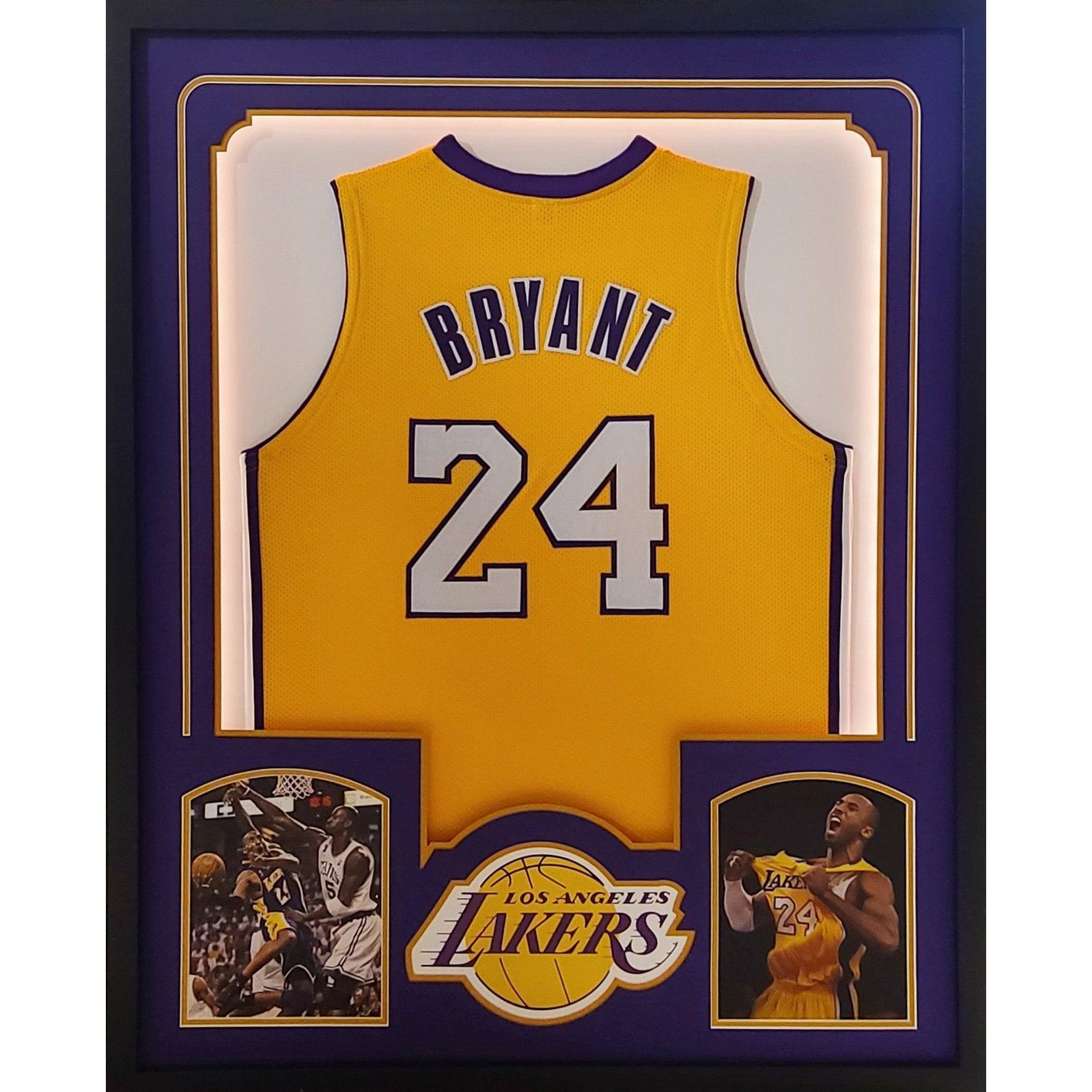 Kobe Bryant UNSIGNED LED Framed Jersey Los Angeles Lakers
