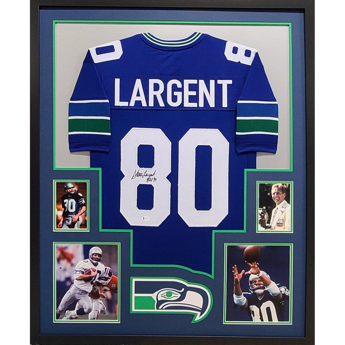 Steve Largent Signed Framed Jersey Beckett BAS Autographed Seattle Seahawks