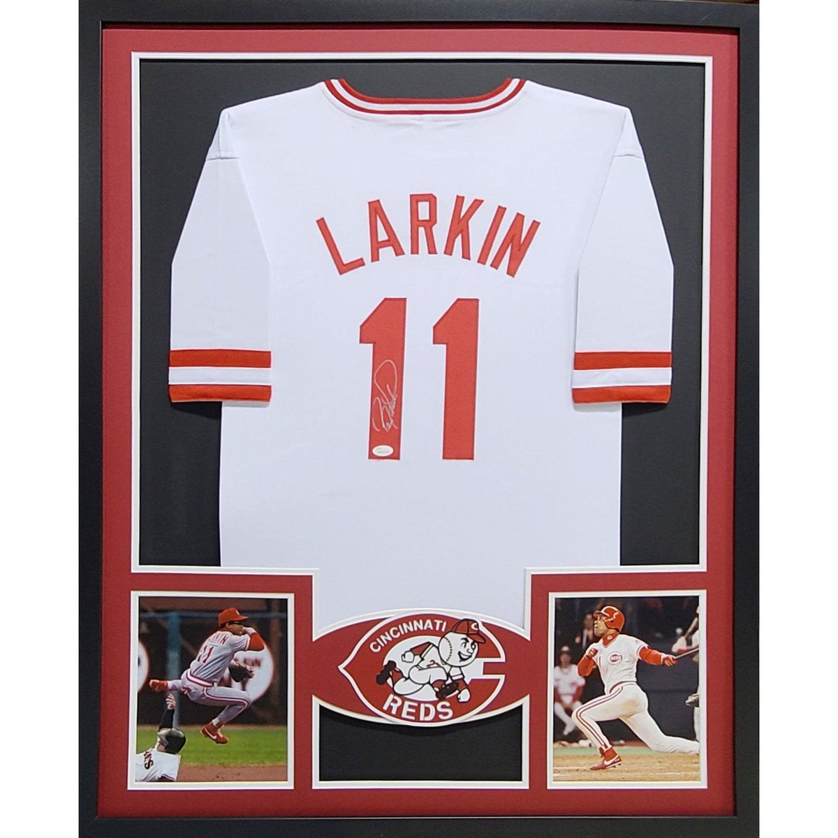 Barry Larkin Signed Framed Jersey JSA Autographed Cincinnati Reds
