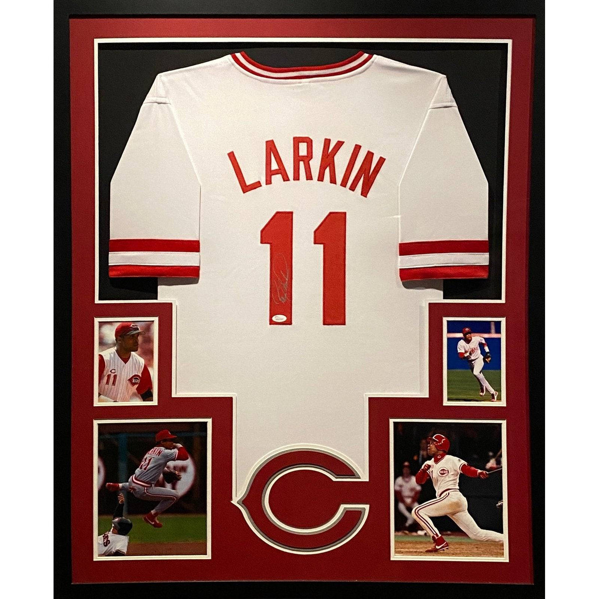 Barry Larkin Framed Jersey JSA Autographed Signed Cincinnati Reds