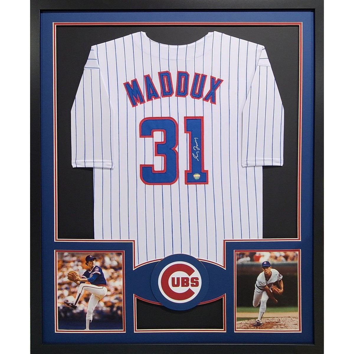 Greg Maddux Framed Signed Jersey LOJO Authenticated Autographed Chicago Cubs