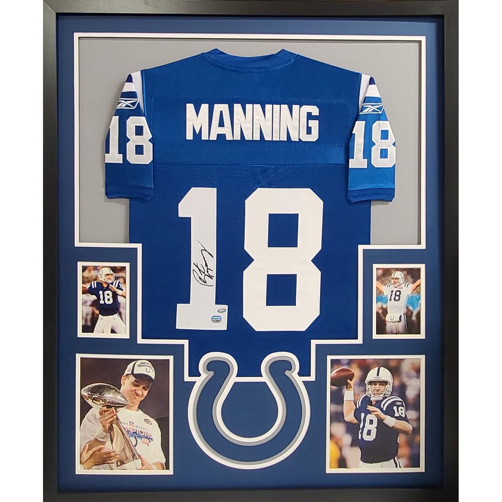 Indianapolis Colts Peyton Manning Autographed Framed Blue