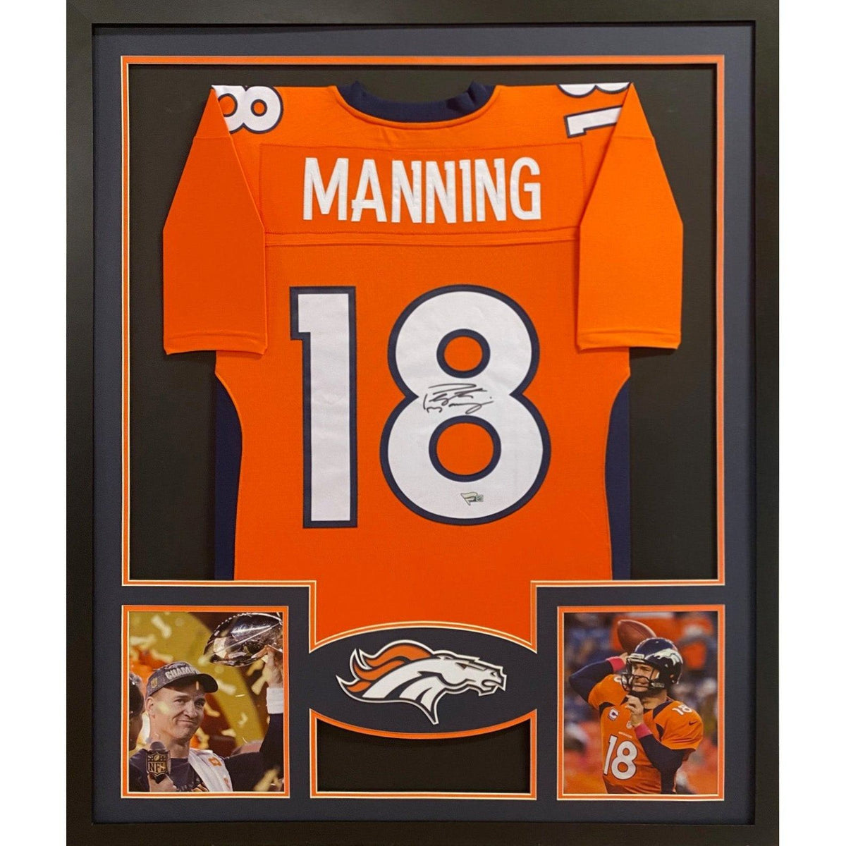 Peyton Manning Framed Signed Orange Jersey Fanatics Denver Broncos Autographed