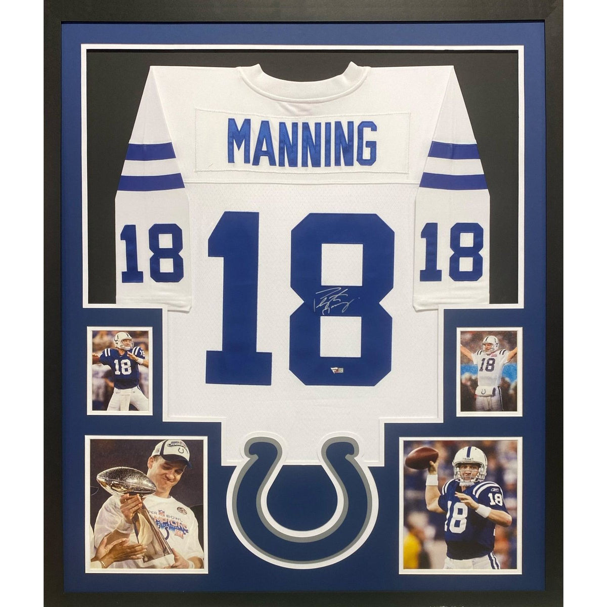 Peyton Manning Framed Signed White Jersey Fanatics Colts Autographed