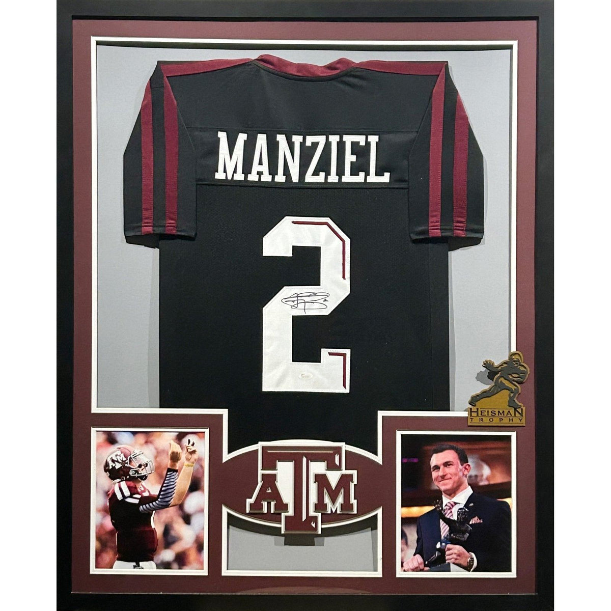 Johnny Manziel Signed Framed Black Jersey JSA Autographed Texas A&M