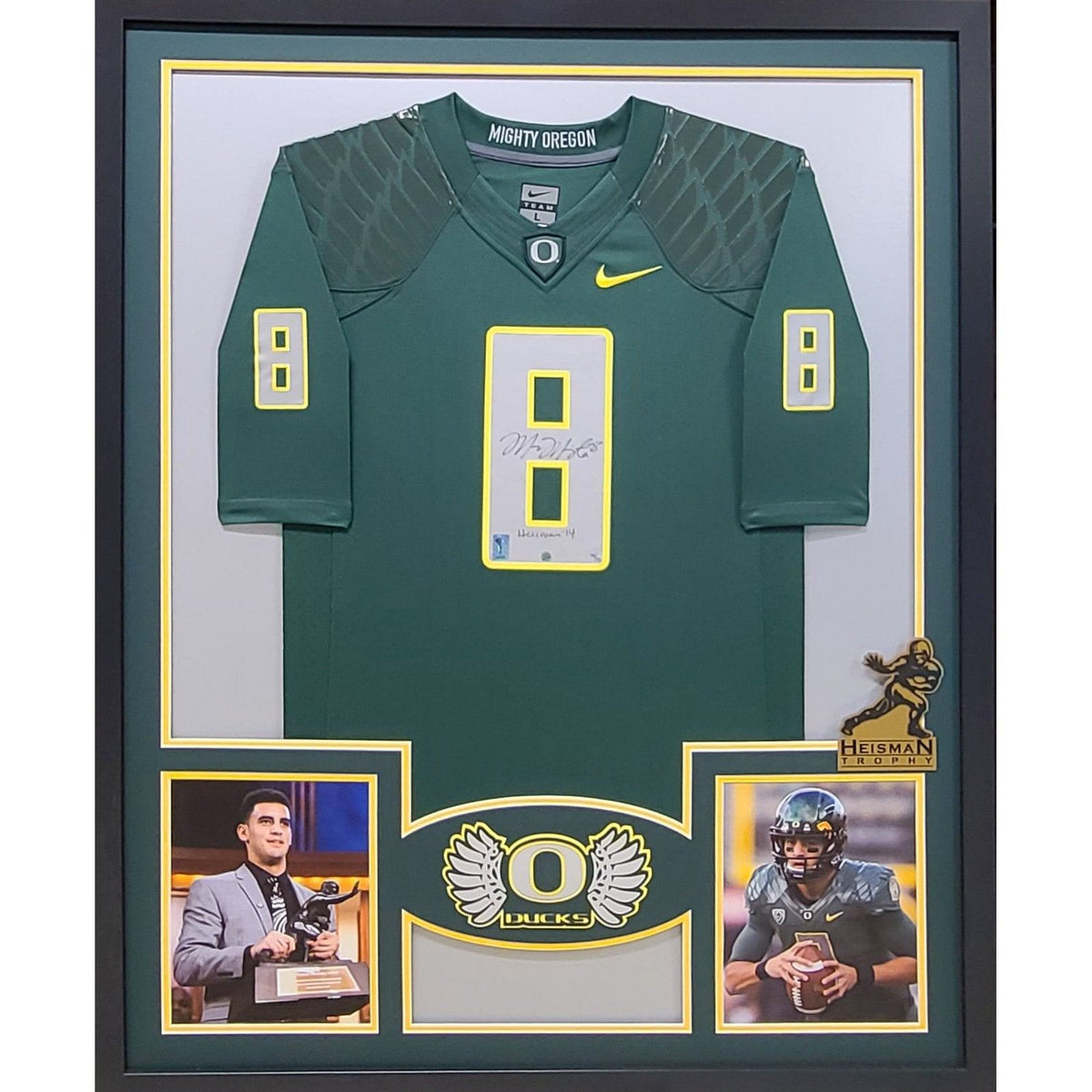 Marcus Mariotta Framed Signed Jersey Steiner Autographed Oregon Ducks