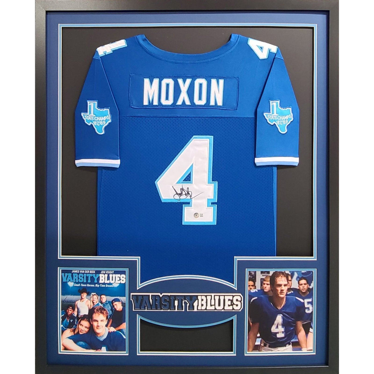James Van Der Beek Signed Framed Varsity Blues Jersey Becket Autographed Moxon