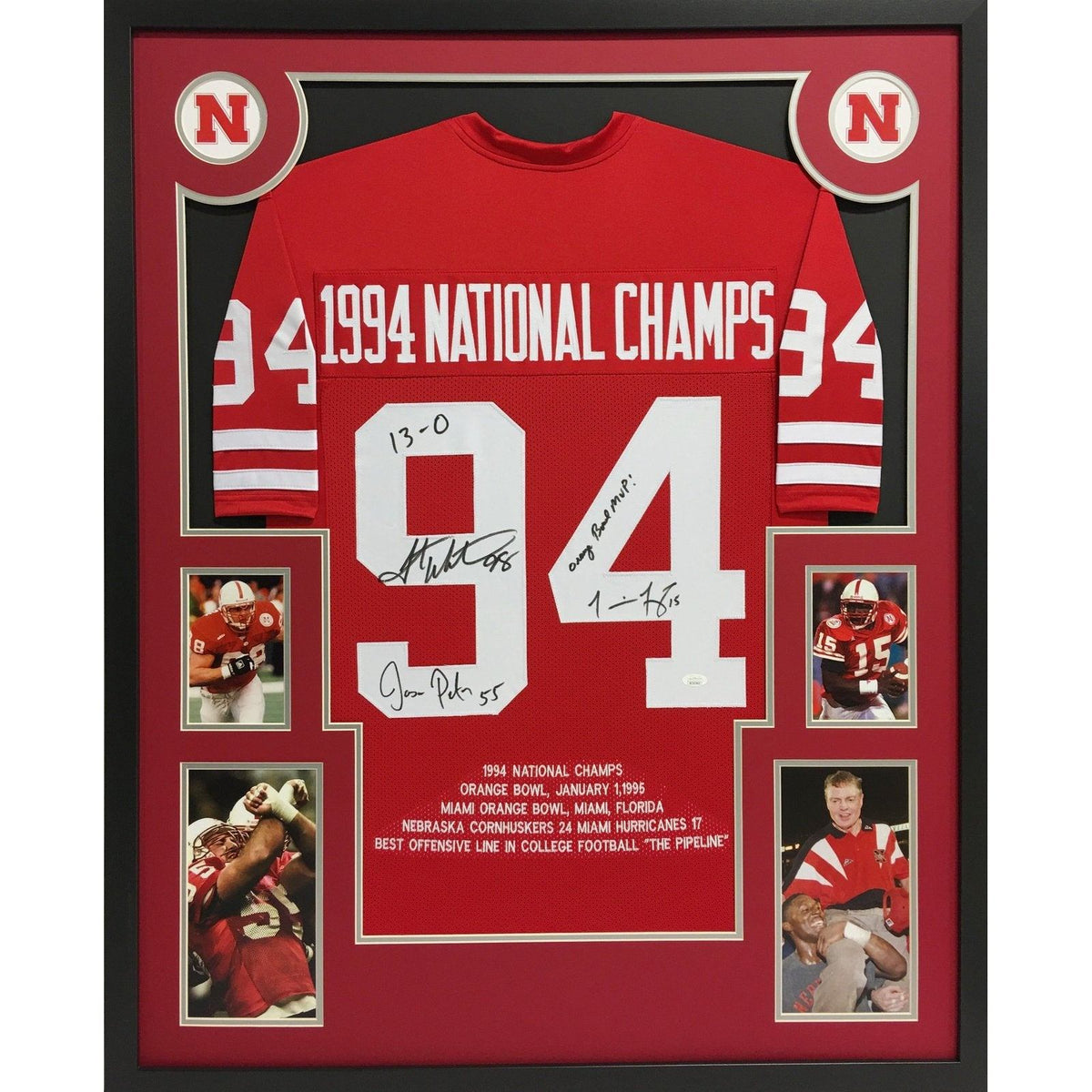 Nebraska National Championship Framed Signed Jersey JSA Autographed 1994 Team