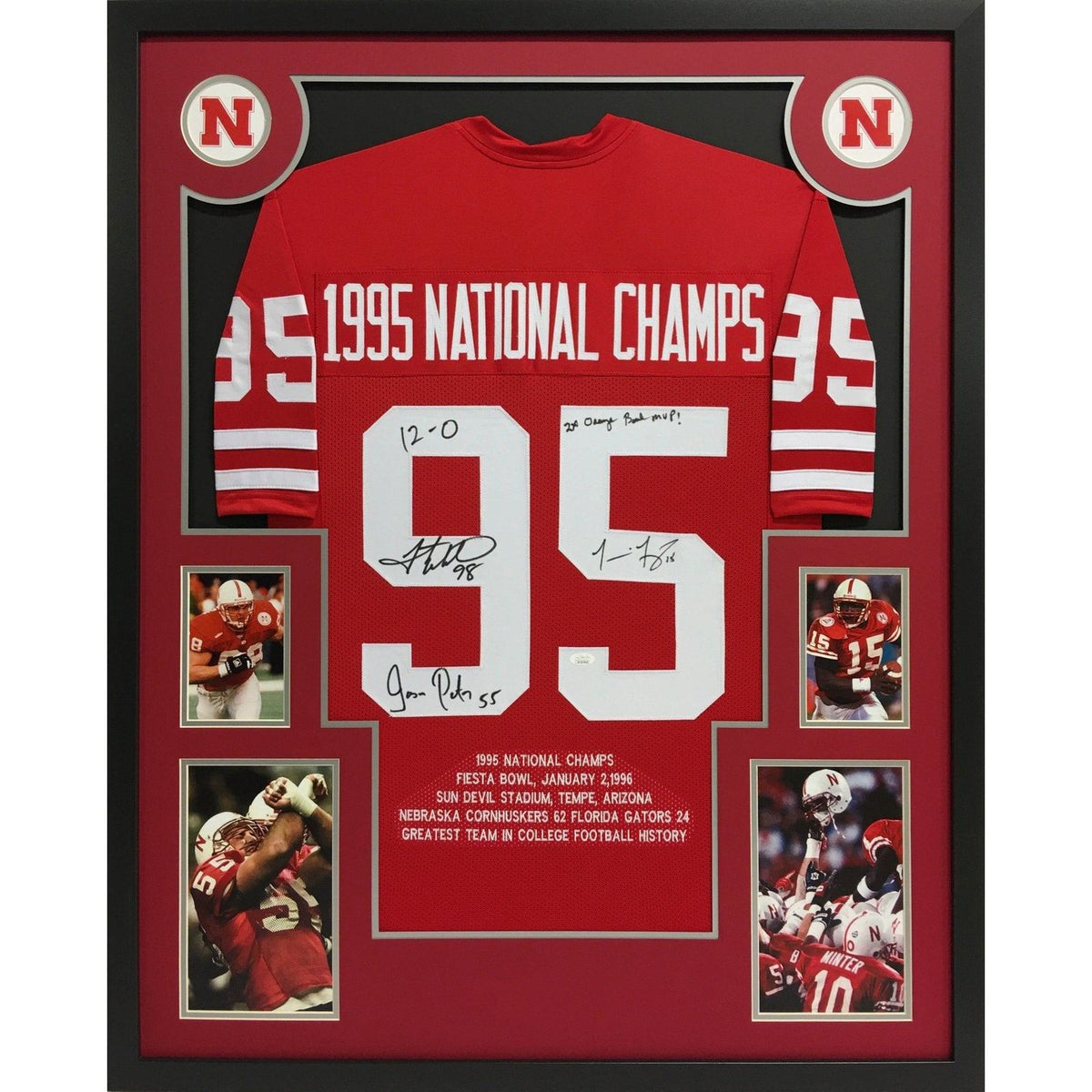 Nebraska National Championship Framed Signed Jersey JSA Autograph Signed 1995 Team