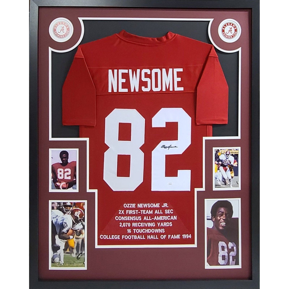 Ozzie Newsome Framed Signed Stat Jersey JSA Autographed Alabama