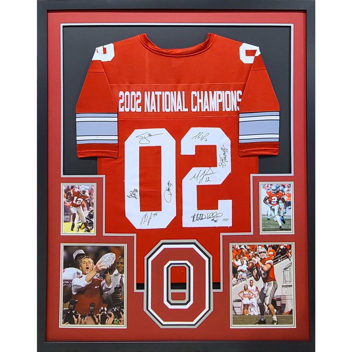 Ohio State 2002 Champions Framed Jersey Autographed Signed by 8 OSU COA
