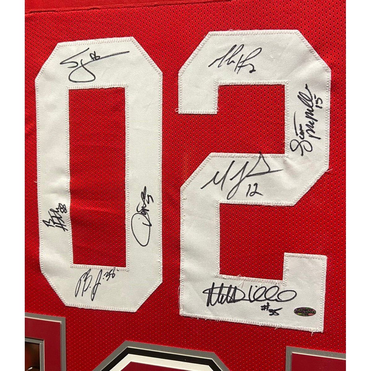 Ohio State 2002 Champions Framed Jersey Autographed Signed by 8 OSU COA