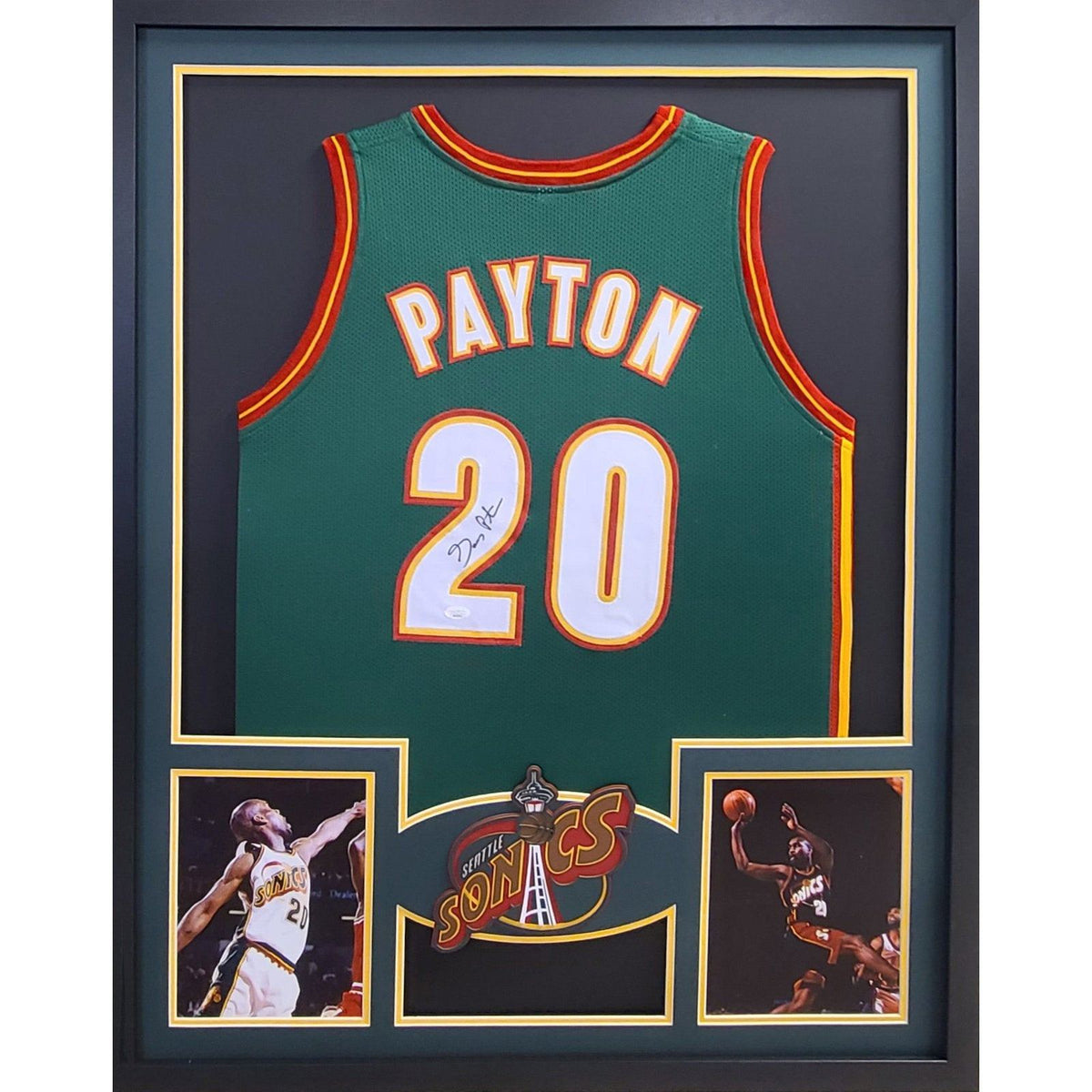 Gary Payton Signed Framed Jersey JSA Autographed Seattle Supersonics