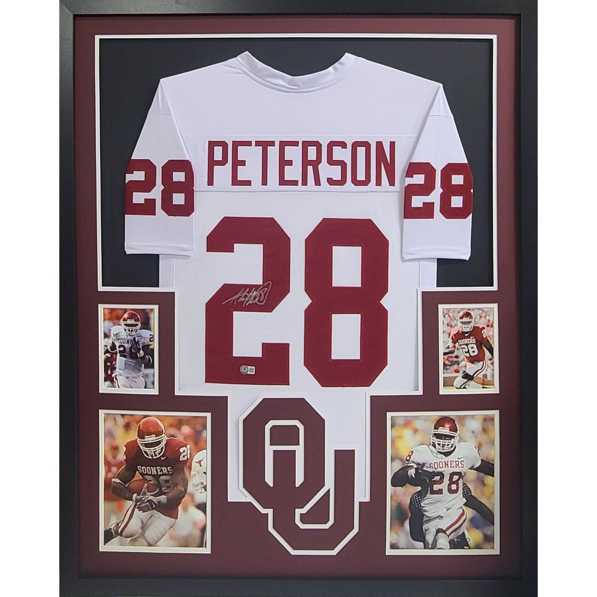 Adrian Peterson Framed Signed Jersey Beckett Autographed Oklahoma Sooners