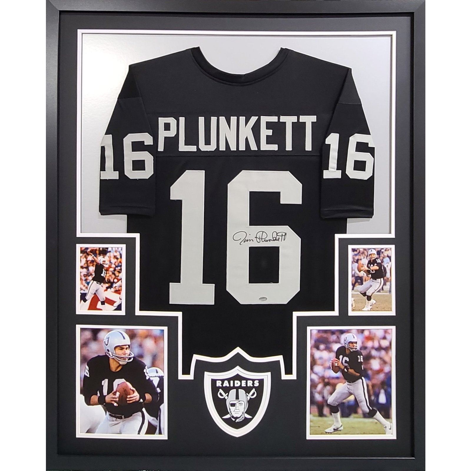 Jim Plunkett Signed Framed Jersey Schwartz Autographed Oakland Raiders