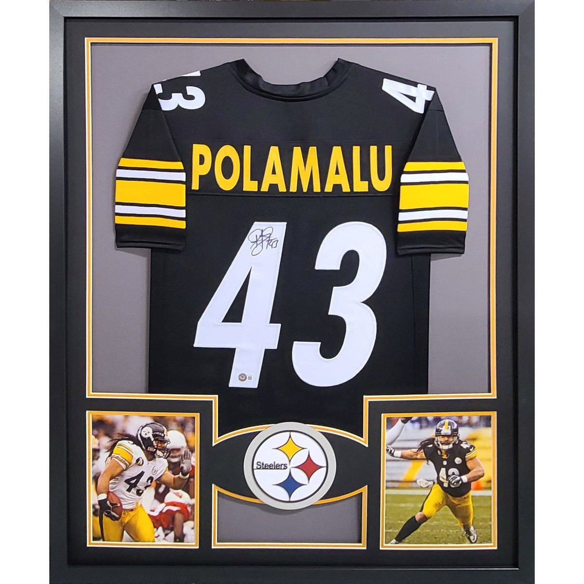 Troy Polamalu Signed Framed Jersey Beckett Autographed Pittsburgh Steelers
