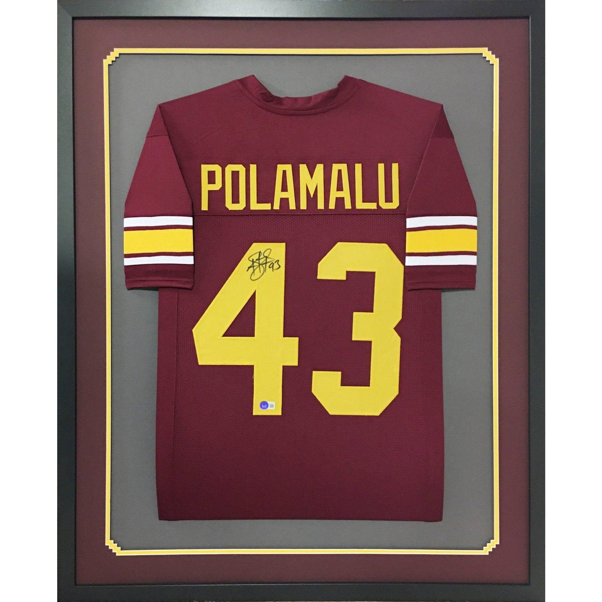 Troy Polamalu Signed Framed Jersey Beckett Autographed USC MG0