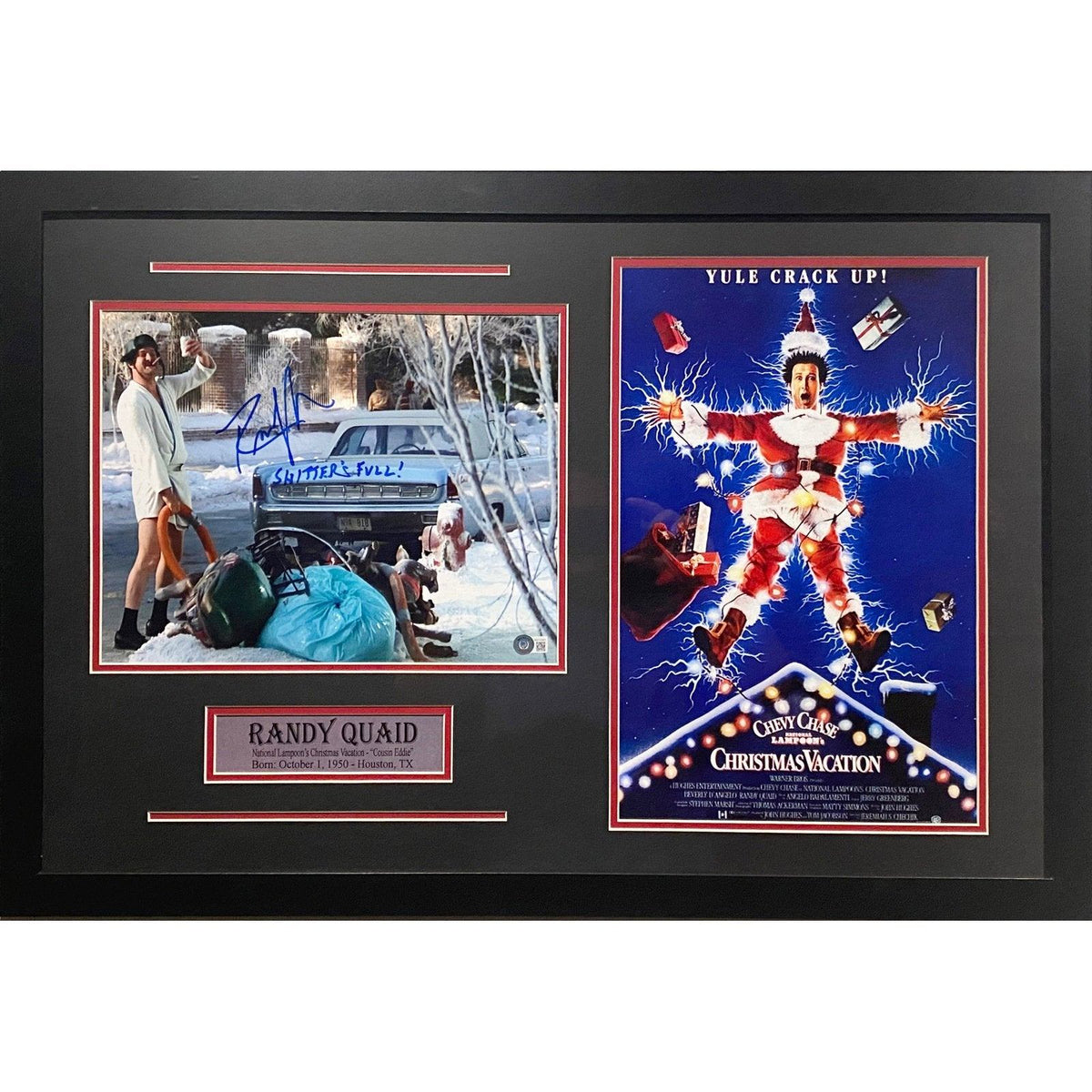 Randy Quaid Framed 11x14 Beckett Autographed Signed Shitters Full w Christmas Vacation Poster
