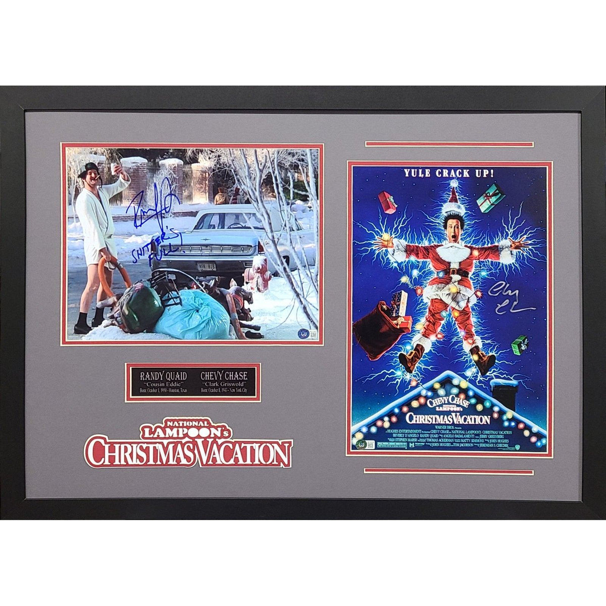 Chevy Chase & Randy Quaid Framed Signed Pictures Beckett Christmas Vacation