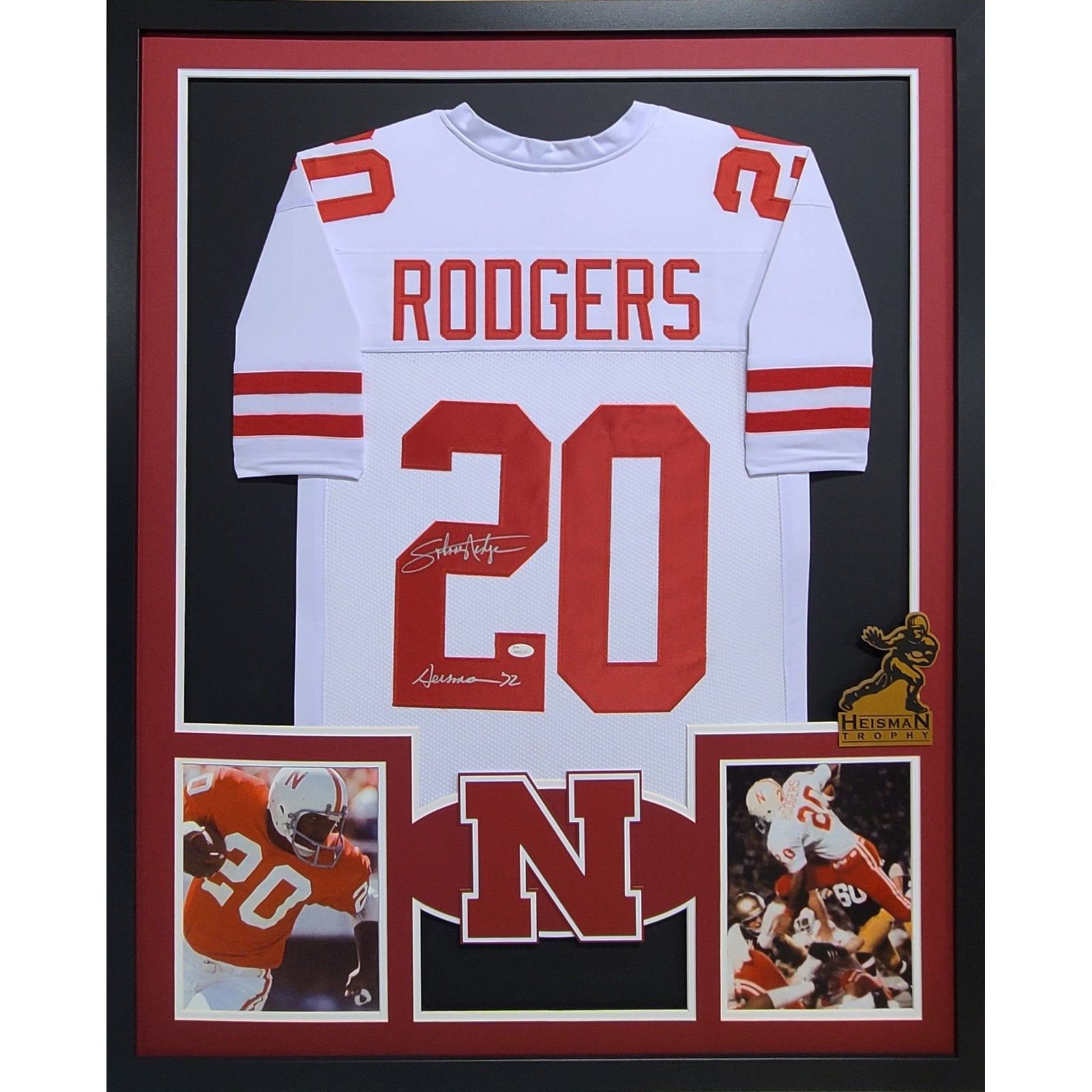 Johnny Rodgers Signed Framed Jersey JSA Autographed Nebraska Heisman