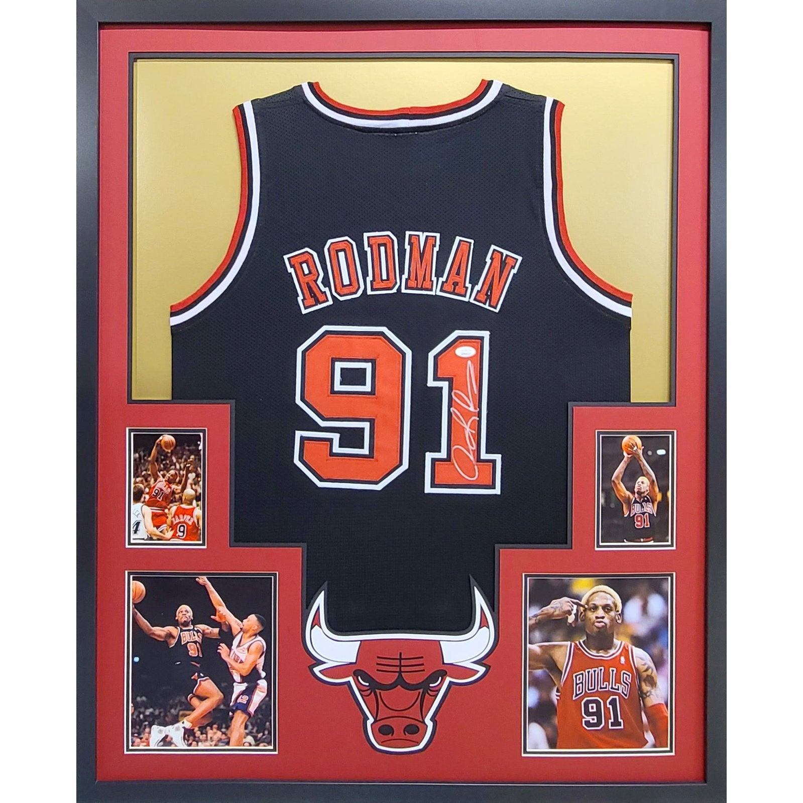 Framed Chicago Bulls Dennis Rodman Autographed Signed Jersey Jsa Coa