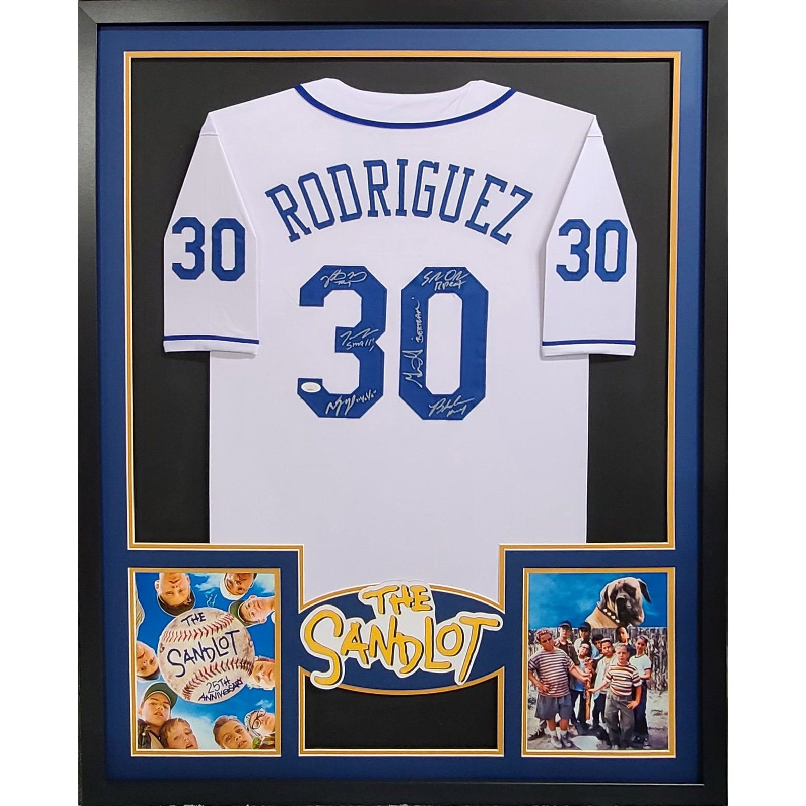 The Sandlot Framed Signed Jersey JSA Autographed by 6 Cast Members