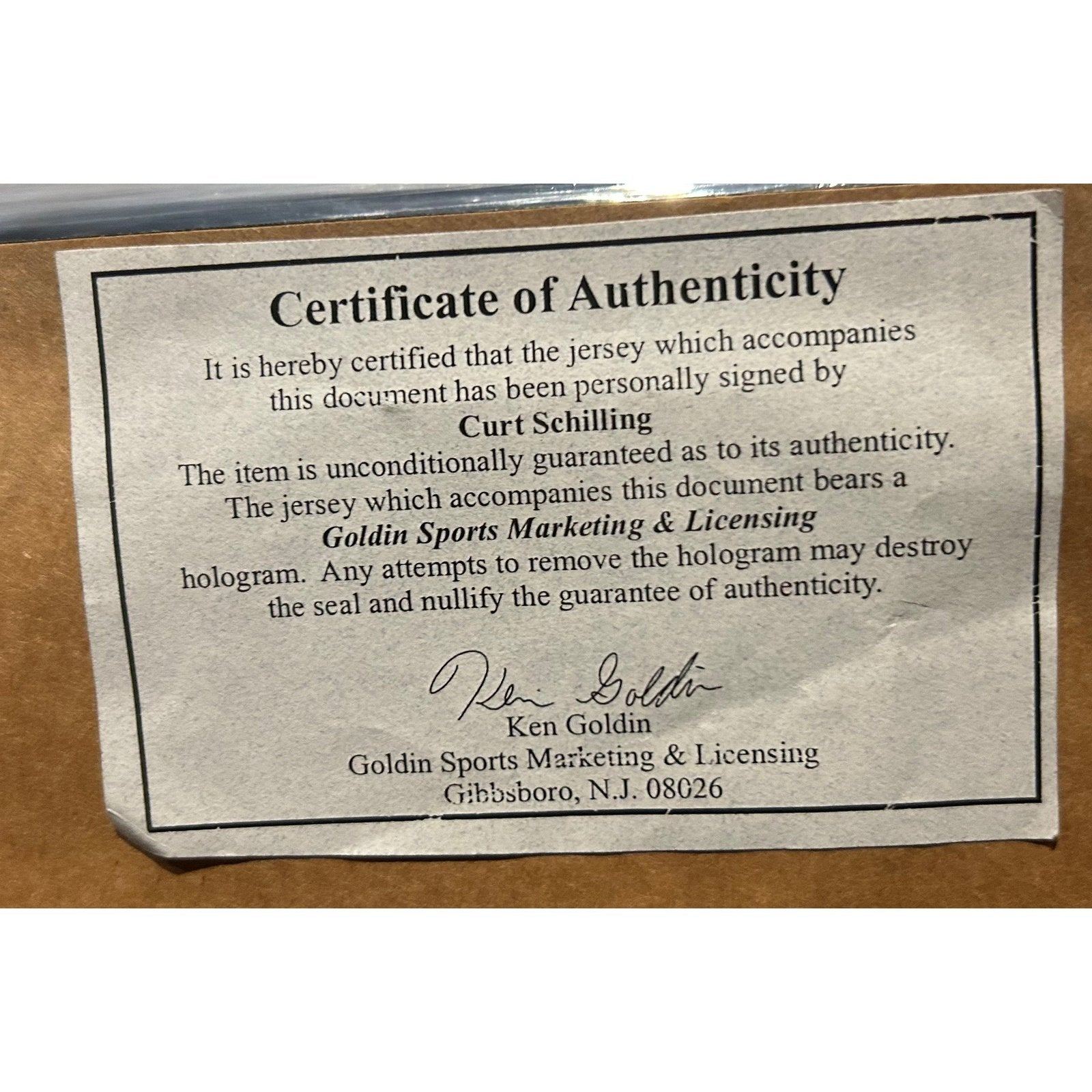 Curt Schilling Framed Jersey MLB COA Autographed Signed Arizona Diamondbacks