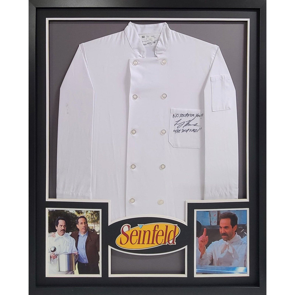 Soup Nazi Larry Thomas Signed Framed Chef's Jacket JSA Seinfeld Autographed