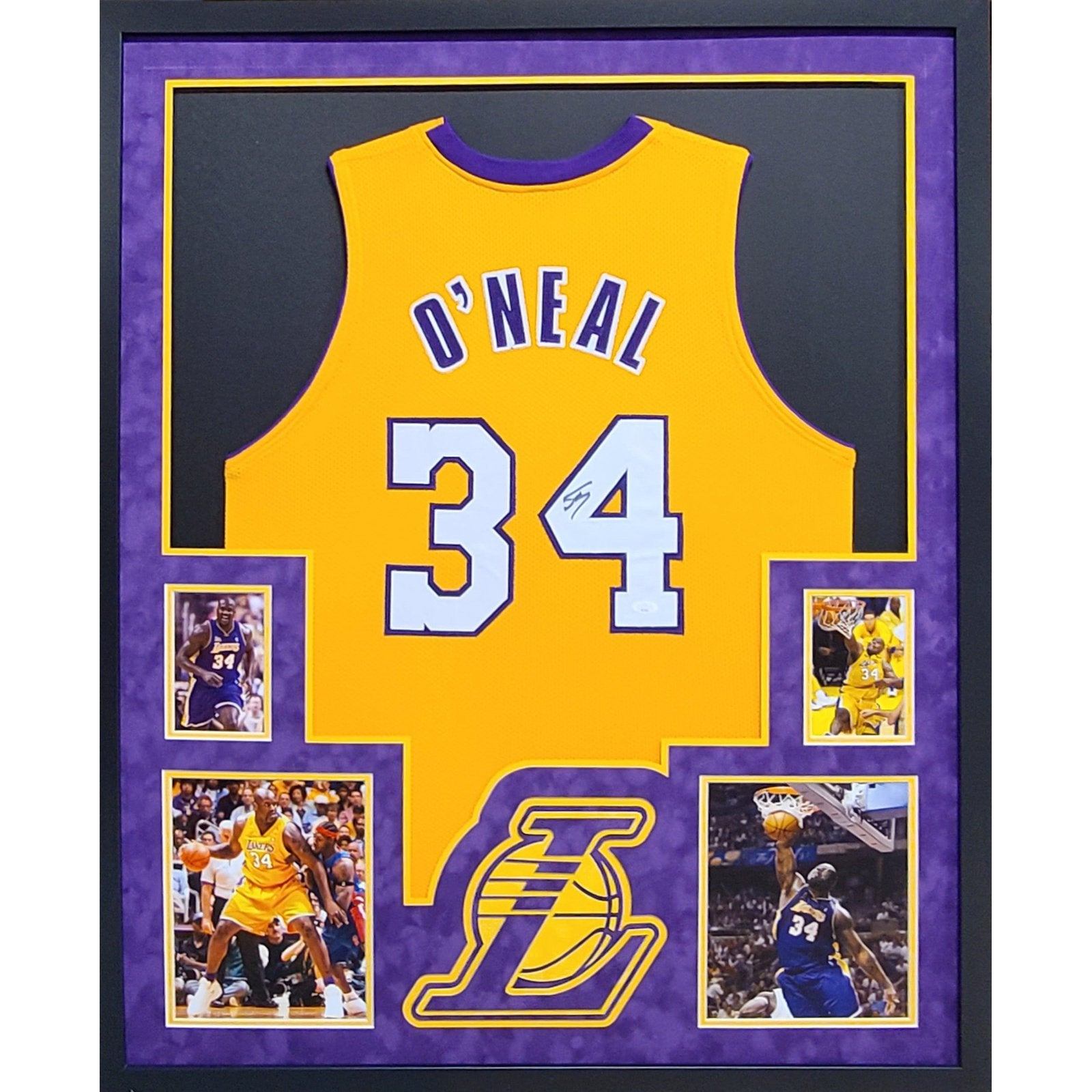 Los Angeles Lakers Shaquille Shaq O'Neal Autographed Framed Yellow