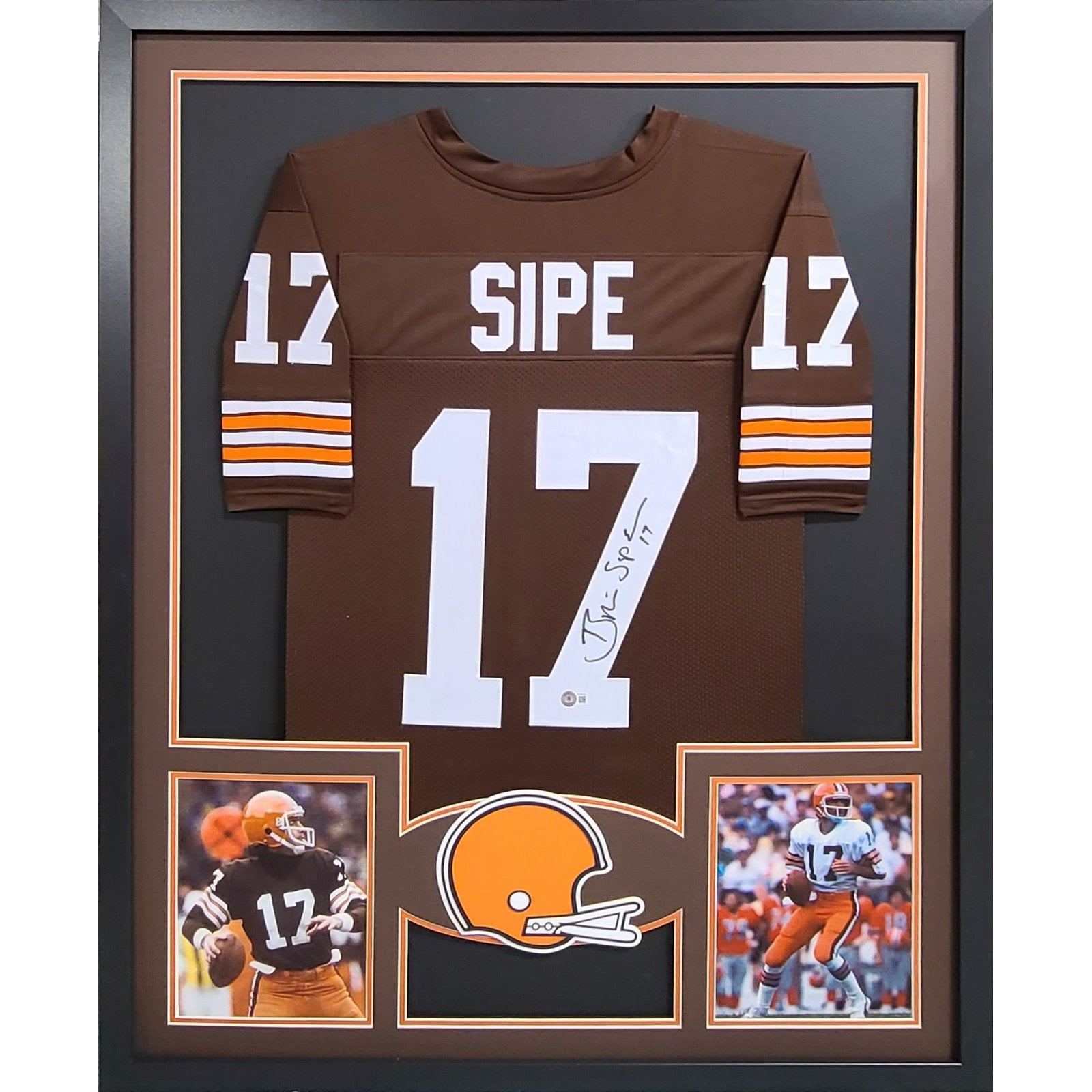 Brian Sipe Framed Signed Jersey Beckett Autographed Cleveland Browns