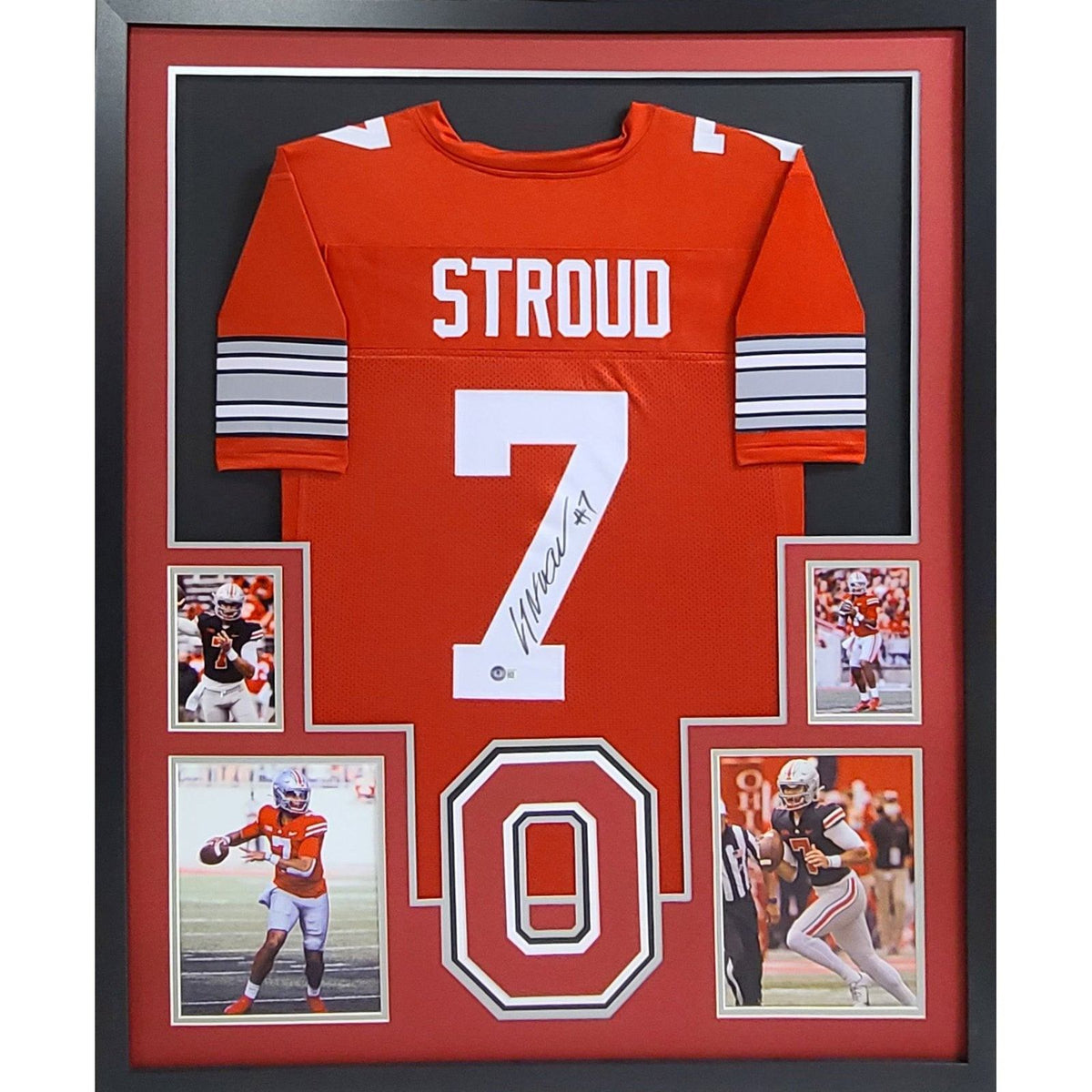 C.J. Stroud Framed Signed Jersey Beckett Autographed Signed Ohio State CJ
