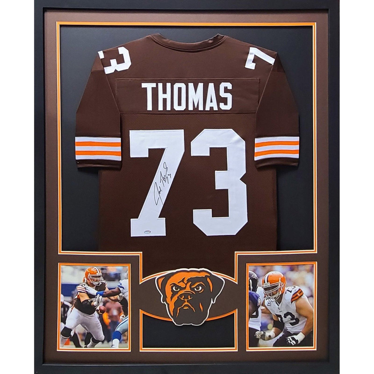Joe Thomas Framed Signed Jersey Schwartz COA Autographed Signed Brown Cleveland
