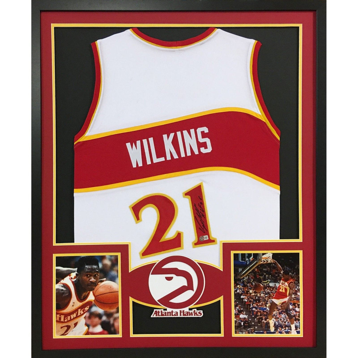 Dominique Wilkins Framed Signed Jersey Beckett Autographed Atlanta Hawks