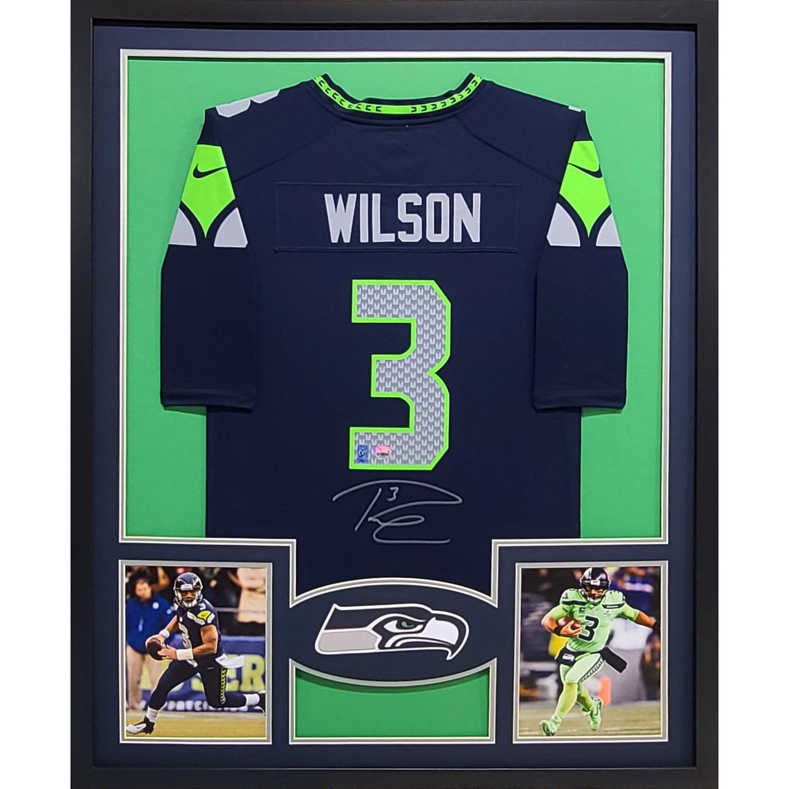 Russell Wilson Seattle Seahawks Framed Autographed Jersey Collage