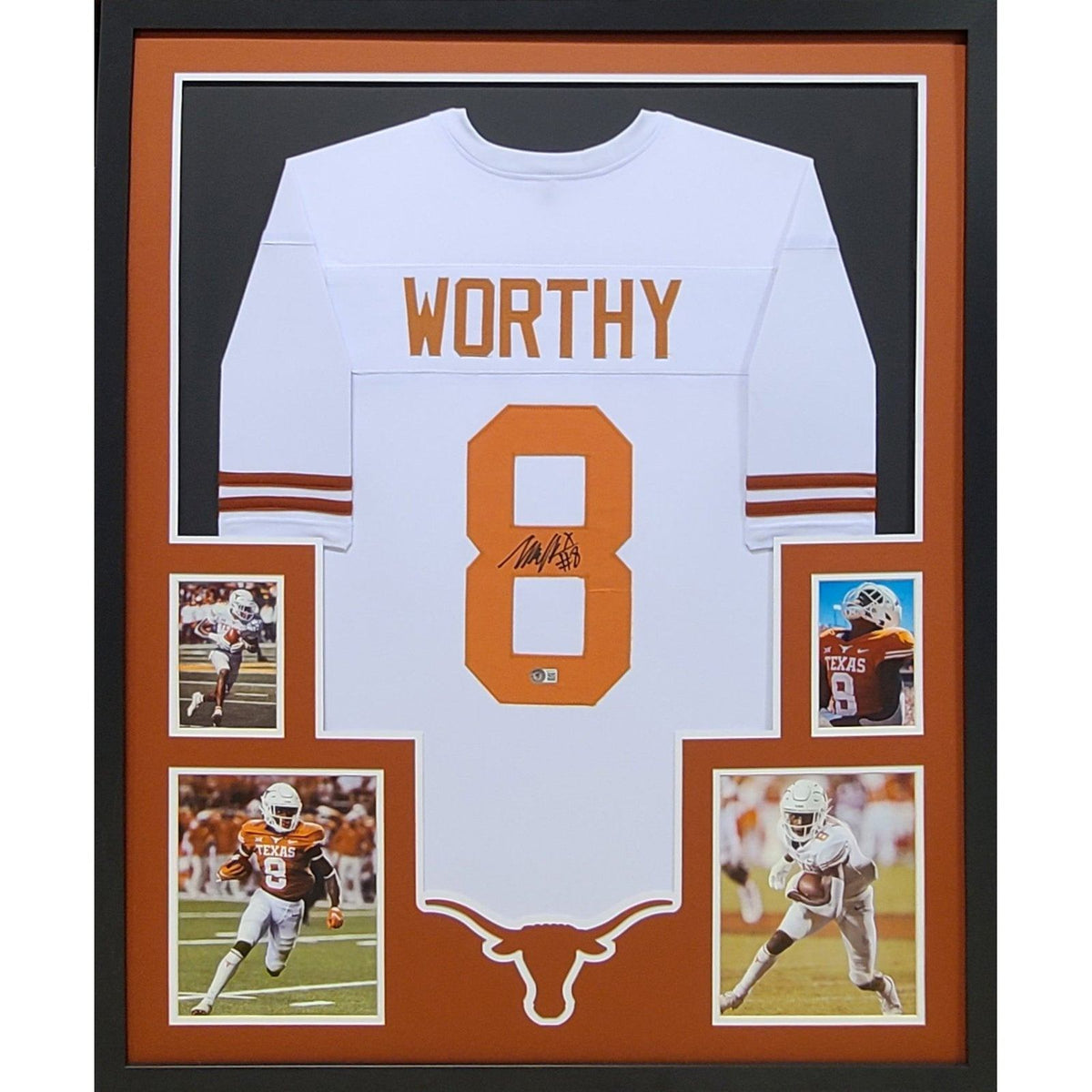 Xavier Worthy Framed Signed Texas Jersey Beckett Autographed