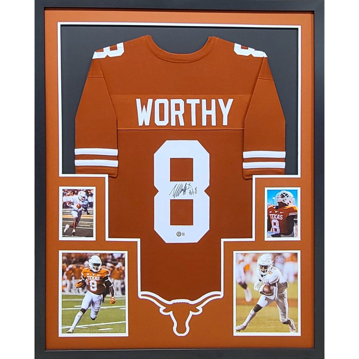 Xavier Worthy Framed Signed Texas Jersey Beckett Autographed