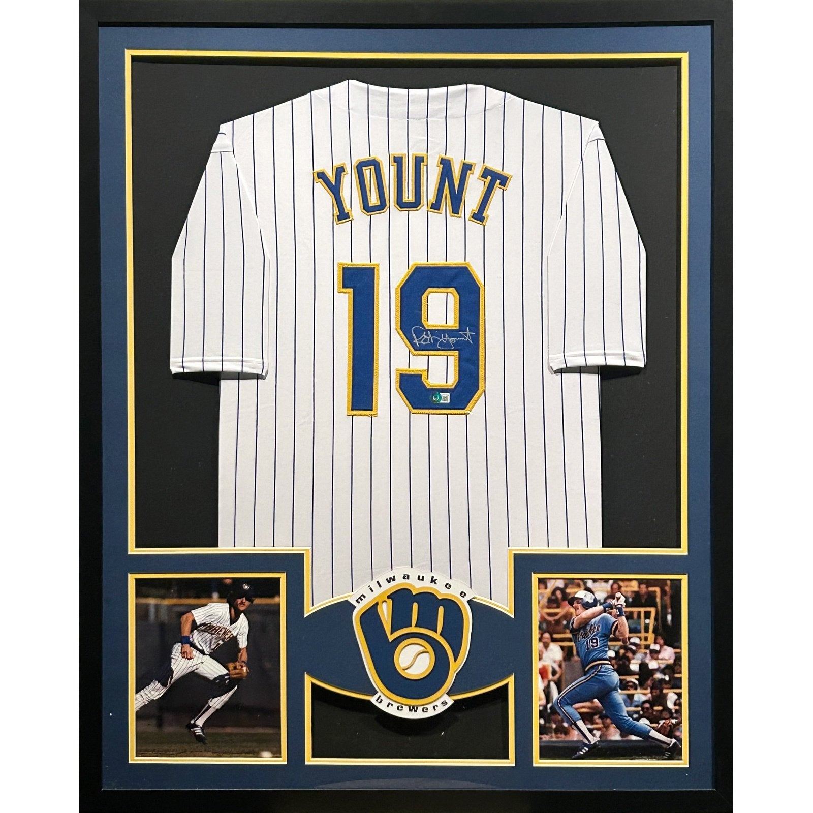Robin Yount Framed Signed Jersey Beckett Autographed Milwaukee Brewers