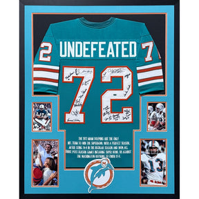 1972 Miami Dolphins Framed Signed by 18 Team Jersey Leaf COA Autographed