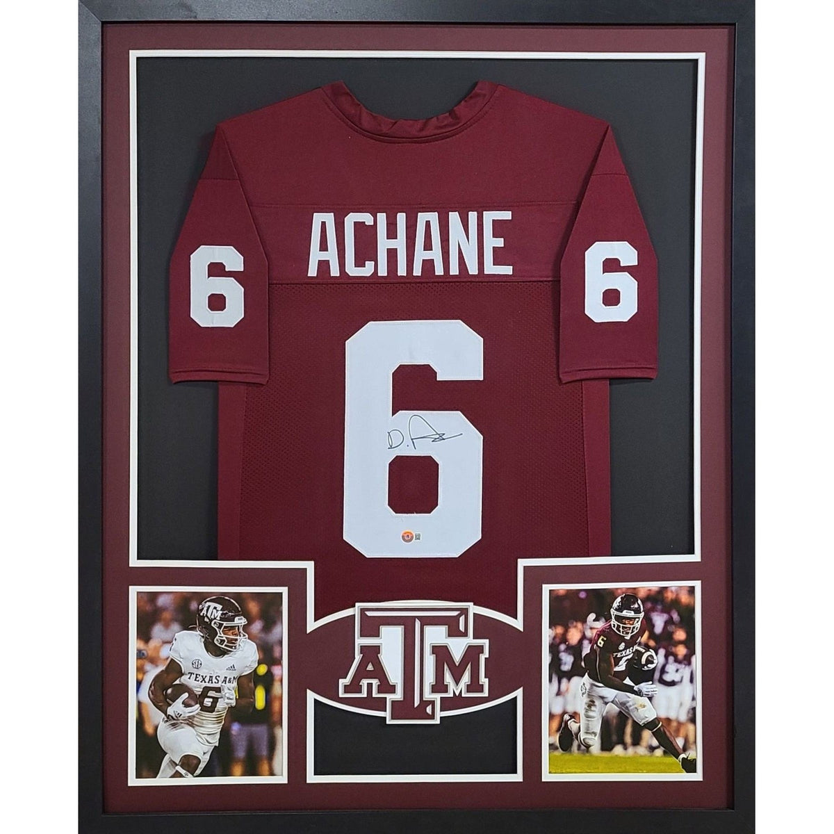 De'Von Achane Framed Signed Jersey Beckett Autographed Texas A&M