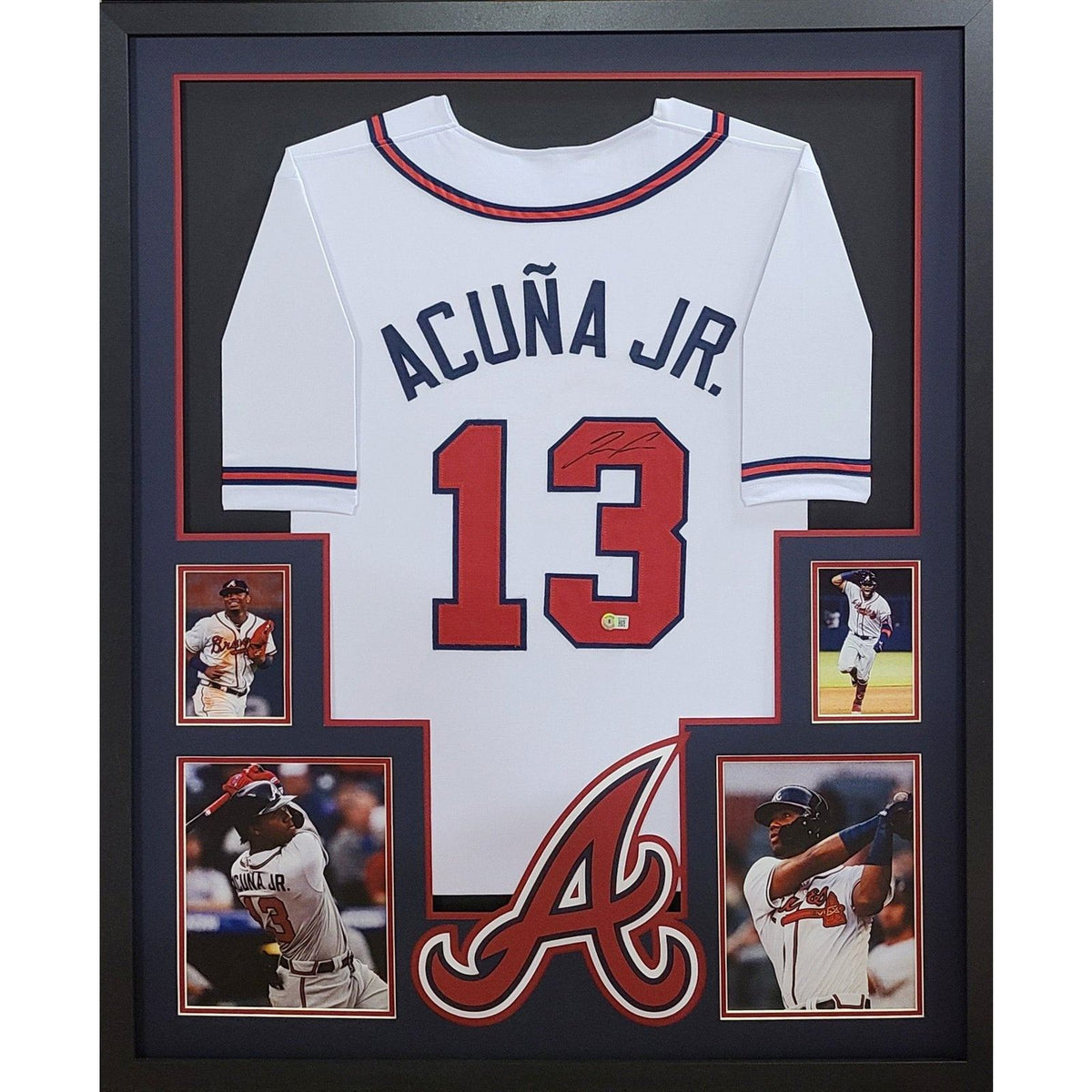 Ronald Acuna Jr. Framed Signed Atlanta Braves White Jersey Beckett Autographed