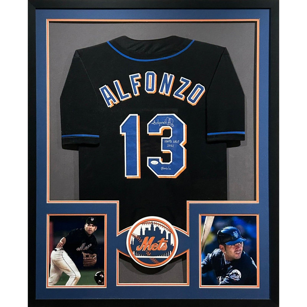 Edgardo Alfonzo Framed Signed New York Mets Jersey JSA Autographed