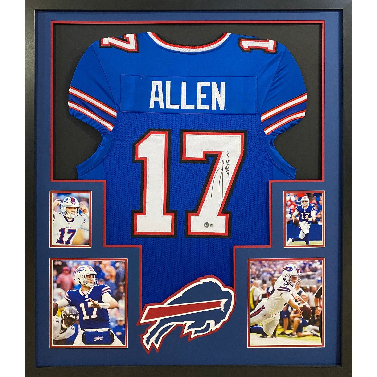 Josh Allen Framed Jersey Beckett Autographed Signed Buffalo Bills 4P PC