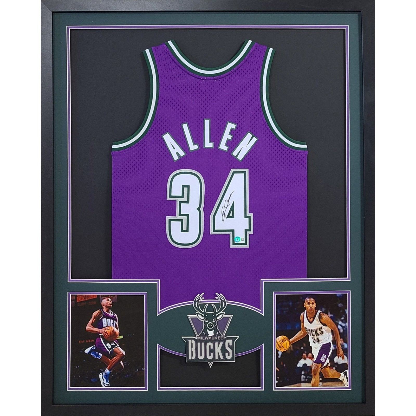 Ray Allen Framed Signed Milwaukee Bucks Jersey Beckett Autographed